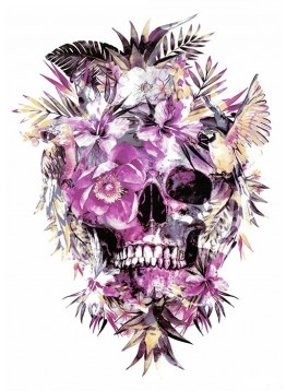 Purple flowers skull